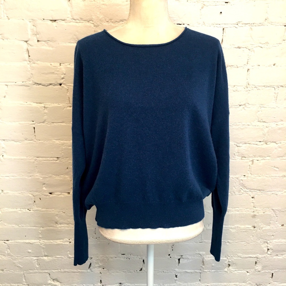 Nili Lotan slouchy cashmere sweater crewneck relaxed blue size xs